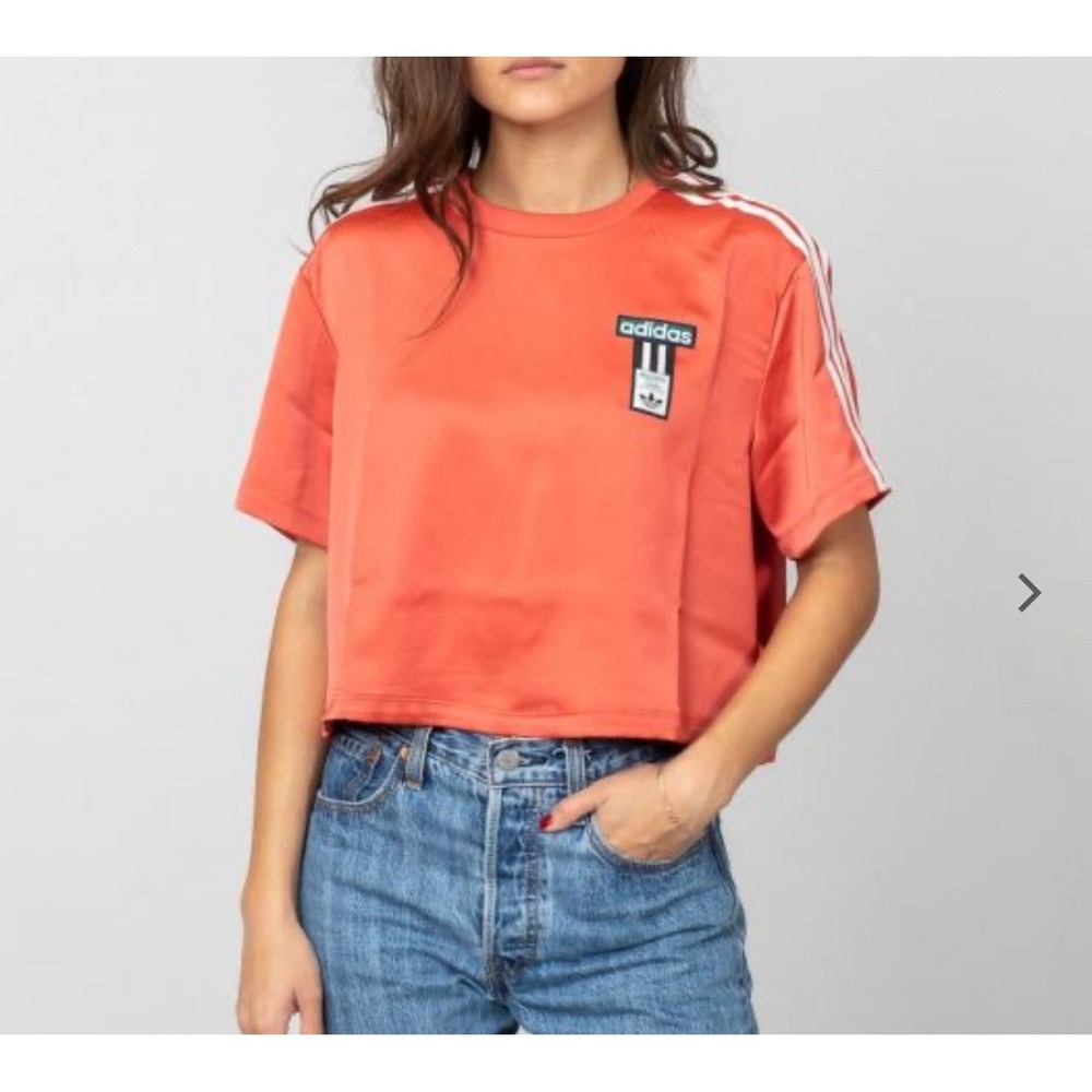 Adidas Oversized Cropped Tee Orange XS